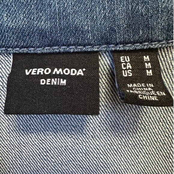 Vero Moda Denim Shirt Dress – Puff Shoulder, Belted, Stretch, M - Picture 3 of 8